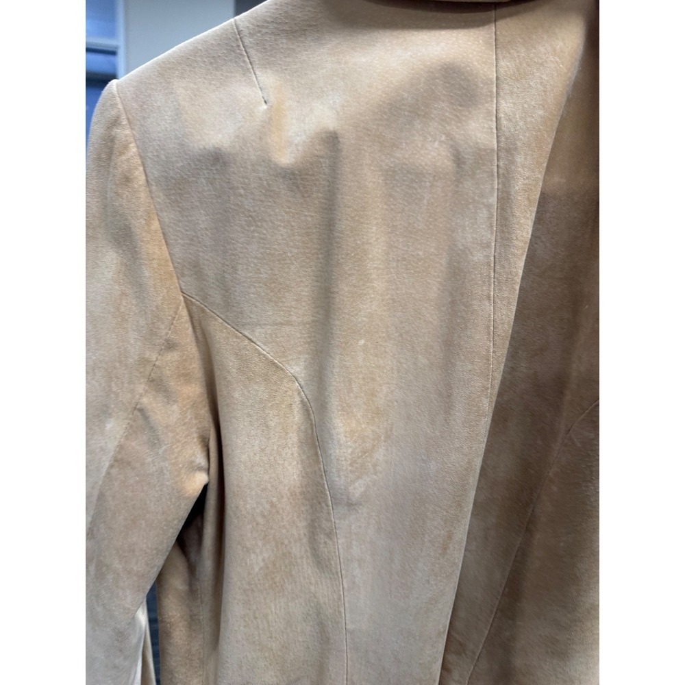 Scully Womens Tan Suede Leather Western Coat Arrow Applique Crest Button Size 12 - Picture 9 of 15